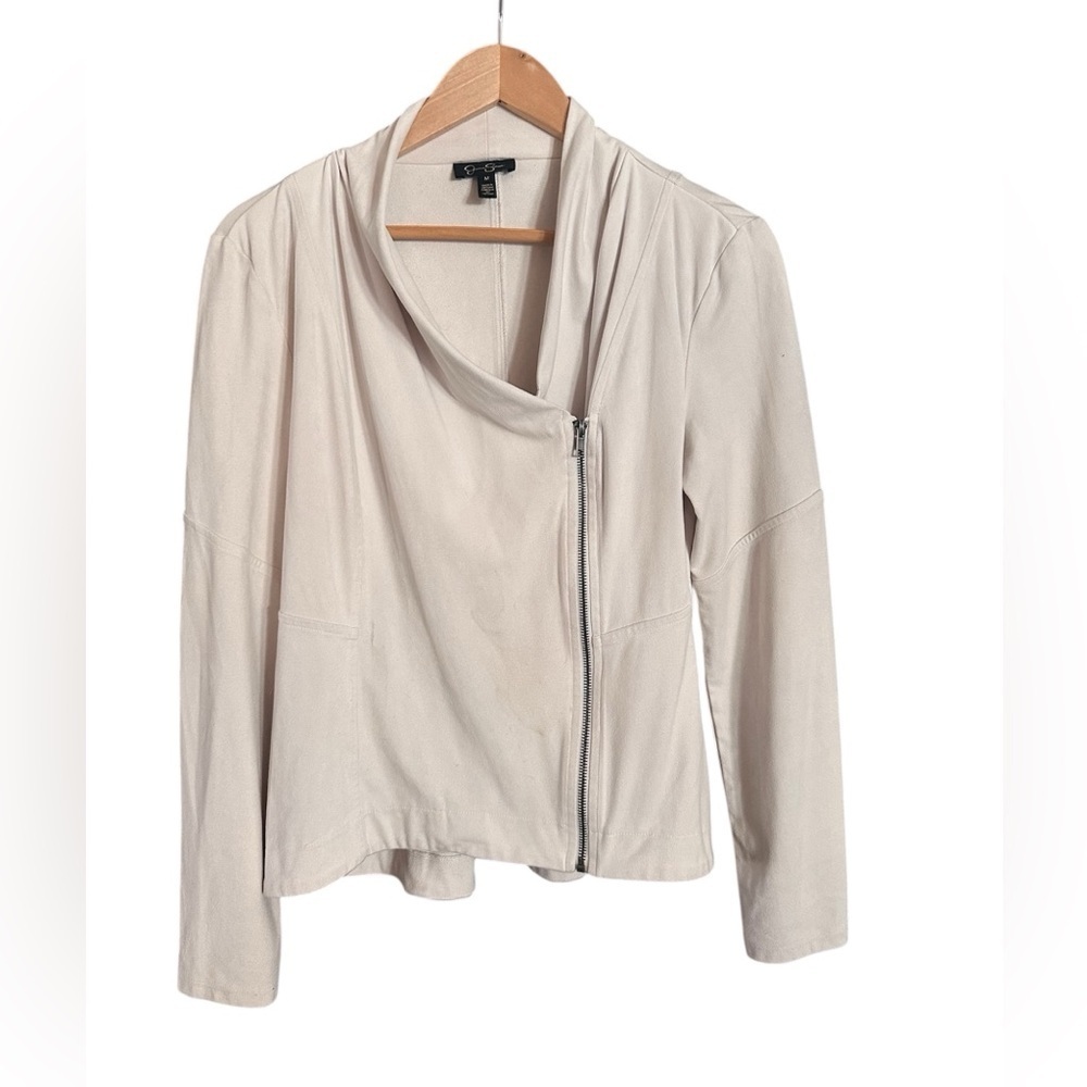 Jessica Simpson Cream suede Jacket with asymmetrical zipper. Size M